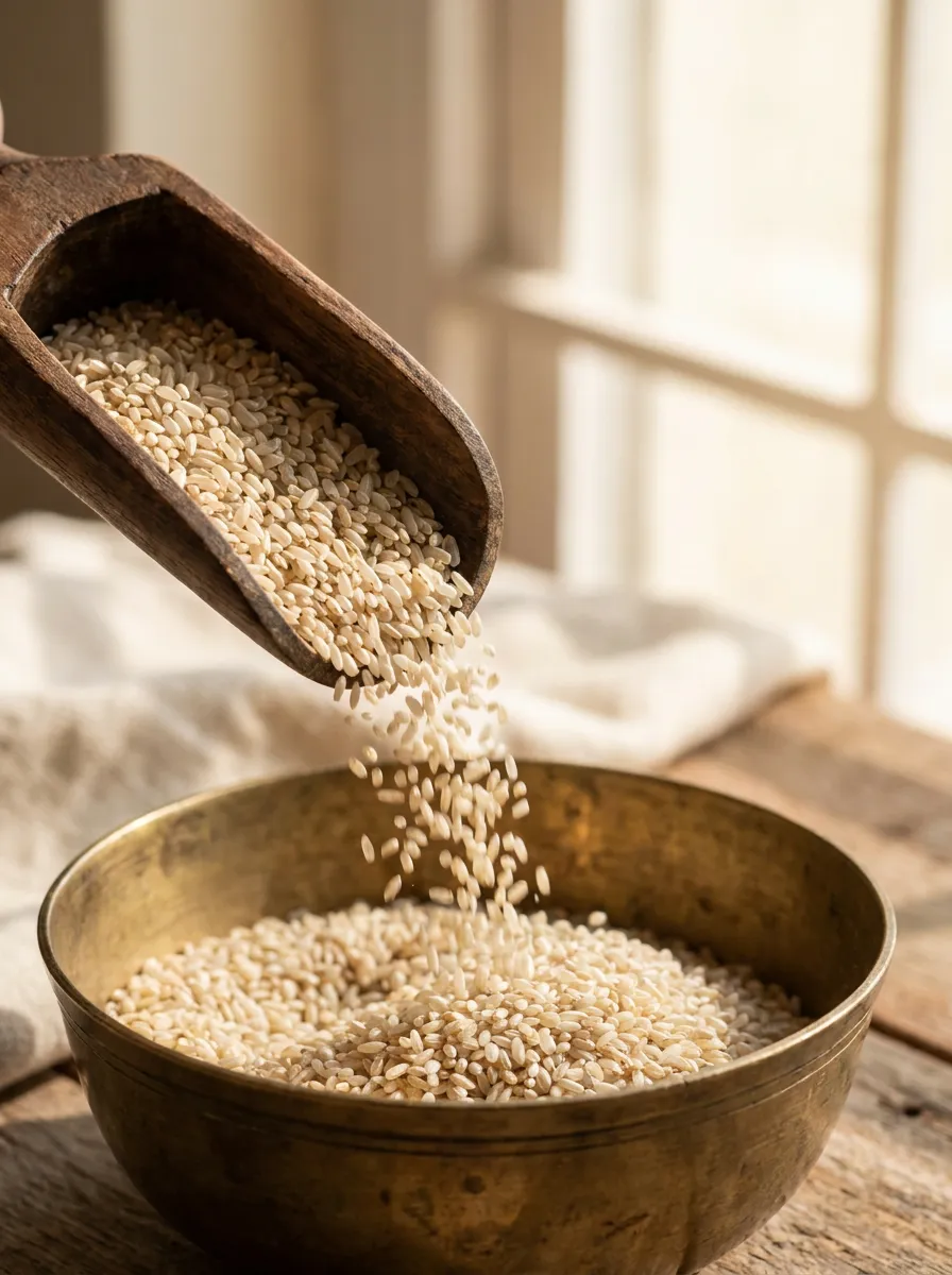 Seeraga samba rice being washed and prepared